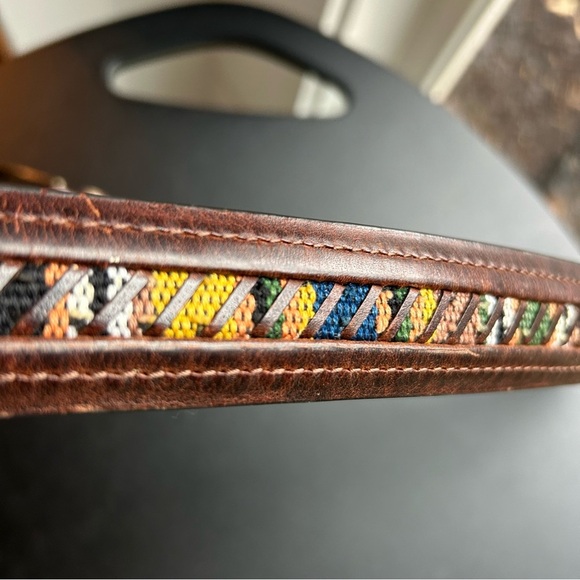 Columbia Baja Belt – Leather Canvas Aztec Southwest – Sz 42 - Picture 9 of 11